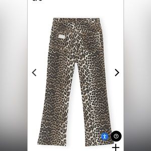 GANNI leopard cropped kick flare jeans